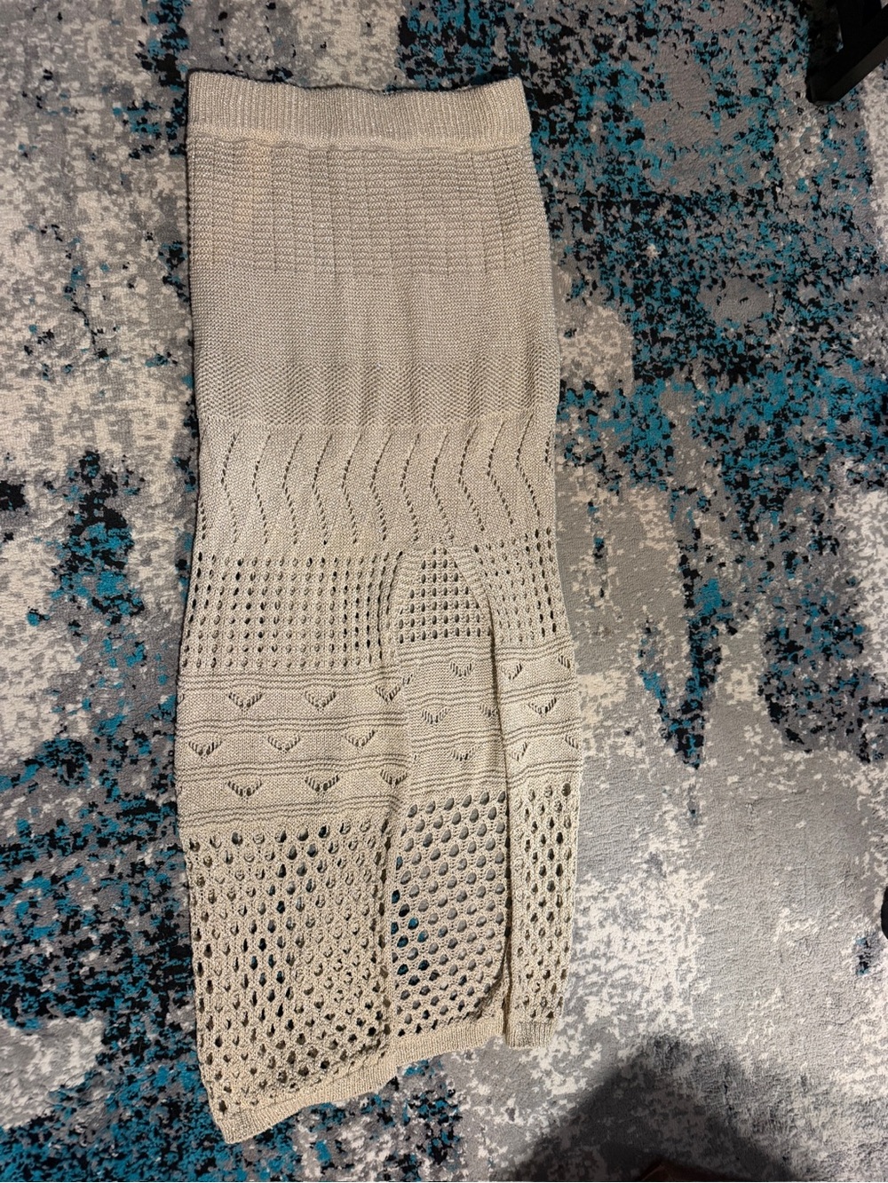Gold Open-Knit Women’s Sweater Skirt